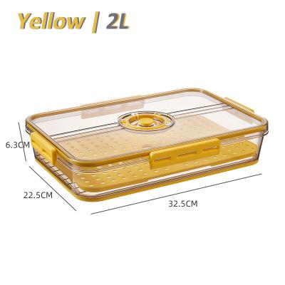 China New Large Capacity 2L Freshness Preservation Dumplings Box Refrigerator Transparent Food Grade PET Plastic Thickened Punctuality Freezer Storage Box for sale