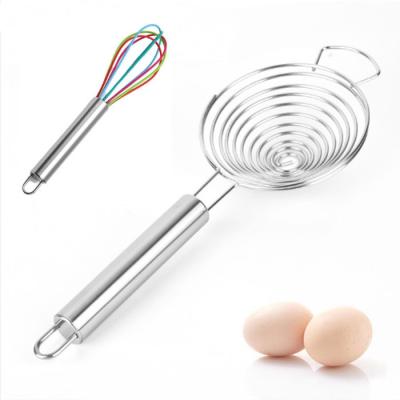 China High Quality Food Grade Silicone Stainless Steel Handle Funnel Design Extended White Egg Yolk Separator and Beater Viable for sale