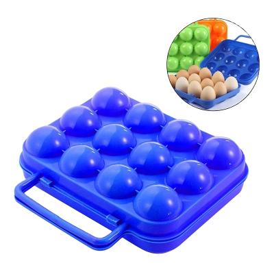 China Hot Selling Viable Plastic Egg Carrier 12 Slot Portable Egg Tray Holder Shockproof Box With Handle for sale