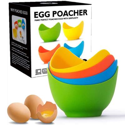 China Viable Egg Poacher Poached Egg Cooker with Ring Standers Silicone Egg Poacher Cup for Microwave or Stovetop BPA Free 4 Packs for sale