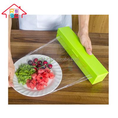 China Plastic Film Cutter NBRSC Cling Film Plastic Wrap Dispenser Cutter PP Storage Holder With Detachable Blade for sale