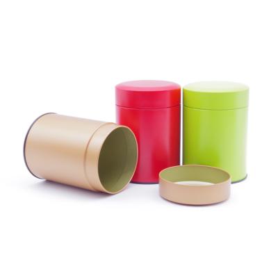 China Eco-friendly Wholesale Cosmetic Empty Colorful Food Grade Chocolate Coffee Metal Container Small Boxes Tea Round Tin Can for sale