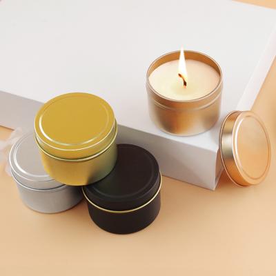 China Wholesale 2oz 4oz 6oz 8oz Empty Round Candle Scented Decorative Packaging Rose Gold Tin Can Container Jars Travel Black Candle Canisters for sale