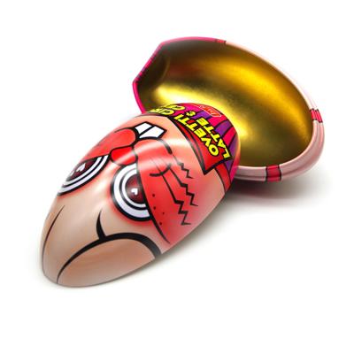 China Gift & Craft Wholesale Customized Printed Red Shaped Easter Egg Chocolate Candy Tin Box Easter Gift Tin Box for sale