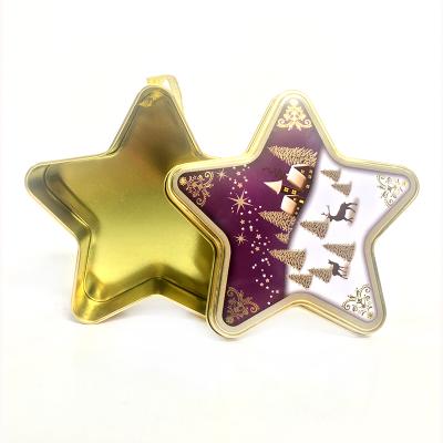 China Luxury Custom Food Logo Star Shape Tin Metal Food Candy Food Chocolate Suger Metal Tins Box for sale