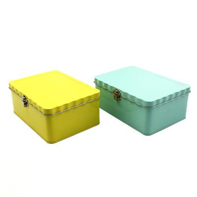 China Gift & Custom Logo Metal Rectangle Candy Cookie Tin Box Mint Storage Tin Craft Box with Hinged Lid for sale