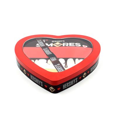 China Gift & Custom Craft Printing Emboss Red Valentine Heart Tin Box Empty Tin Hearts Shaped Boxes Gift Packaging for sale