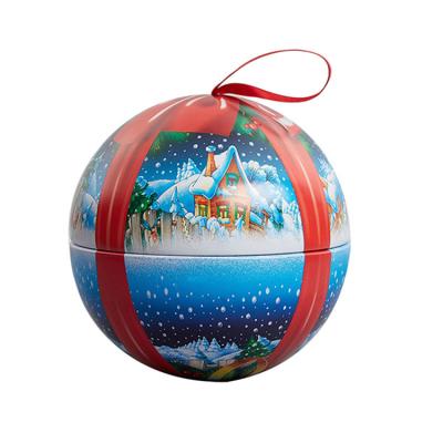 China Gift & Craft Hot Sale Custom Design Printing Round Metal Tin Christmas Ball Gift Box for sale