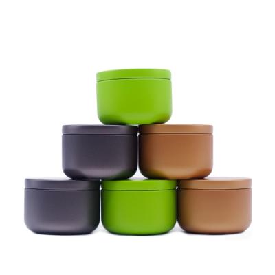 China Small Food Gold Tea Tin Gray Tea Box Matte Green Round Shaped Tin Mini Tea Caddy for sale