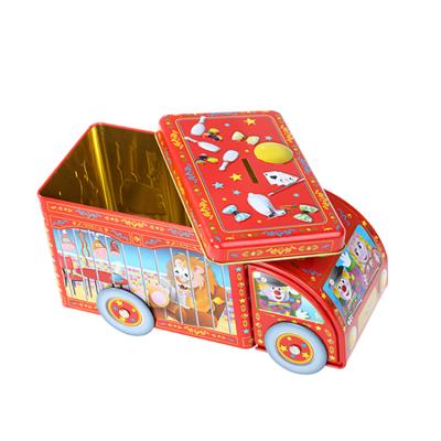 China Gift & Custom Printed Craft Factory Sale Car Bus Shaped Food Saving Box Coin Bank Tin Box for sale