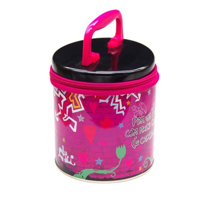 China Cheap Metal Tin Box For Candy Popular Food Candy Child Safe Metal Tin Box With Zipper Round for sale