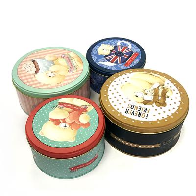 China Food Customized Bulk Large Logo Biscuit Cookie Cake Gift Metal Tin Box Bulk Packaging Big Round Tin Can for sale