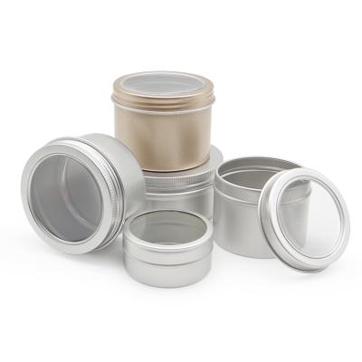 China Custom Printed Food Metal Box Spice Jars Packaging Aluminum Can Aluminum Box With Clear PVC Window for sale