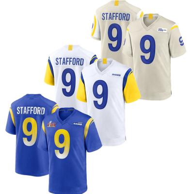 China Matthew Stafford Los Angeles Football Jerseys Antibacterial Stitched United States Football Super Bowl LVI Game Patch Tied Tank Top - Royal Bone for sale