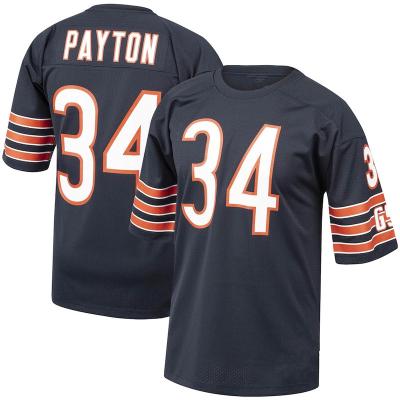 China Walter Payton Chicago Vintage Jerseys Antibacterial #34 Stitched Retro Navy Blue 1985 Mness Throwback Jersey Football Shirt Uniforms for sale