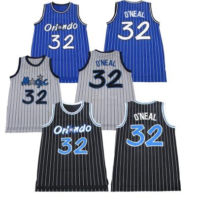 China Shaquille O'Neal Orlando Jerseys Antibacterial #32 Good Quality Stitched Throwback USA 1994 Classic Blue Stripped Basketball Team Tank Tops for sale