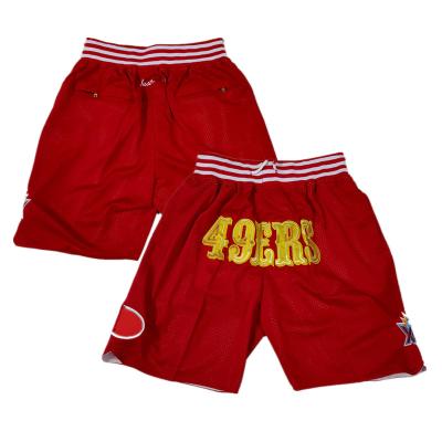 China Anti-wrinkle 2022 Men's San Francisco Don 49er Shorts American Football Sports Workout Zipper Just Pocket Samuel Pants Streetwear Embroidery for sale