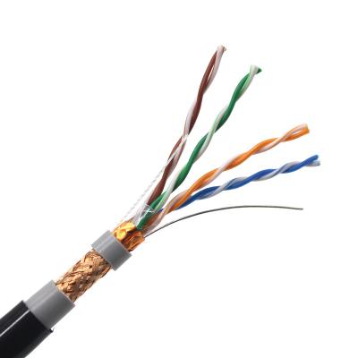 China Outdoor Double Jackets 24AWG 0.5mm Copper Network Lan Cable SFTP 2 Pairs 4 Pairs Cat5e Cable CAT5E for sale