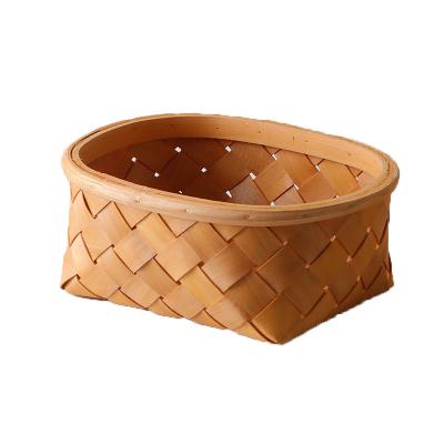 China Wholesale Viable Weaving Woven Gift Box Wood Waste Gift Basket Woven Gift Box As Fruit Picnic Food Flower Basket Storage for sale