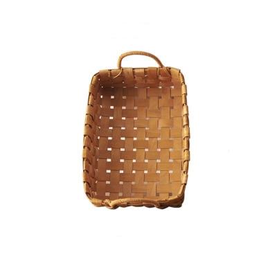 China Sustainable High Quality Picnic Wooden Baskets Play Storage Basket 100% Handmade Woven Natural Wood Basket for sale