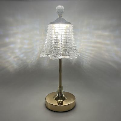 China Modern creative luxury 3 stage crystal table lamp CCT cut out touch dimmable with rechargeable battery operated for sale