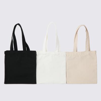 China Reusable Empty Plain Organic Black 100% Cotton Tote Bag Cotton Canvas Shopping Bag for sale