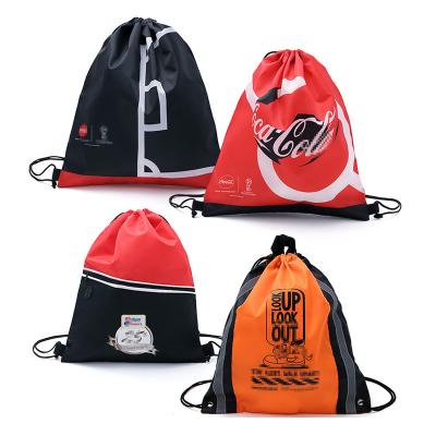 China 210d Polyester Reusable Custom Drawstring Bag Sublimation Webbing Sack Bag Package For Kid Women Gym for sale