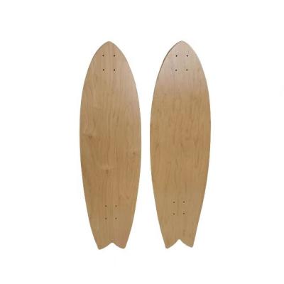 China Skateboard Accessories High Quality Maple Full 34 Inch Adult Fish Shaped Land Surfboard Deck Custom Made for sale