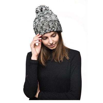 China COMMON high quality different types of knit 100% acrylic black and white women winter hats concise style for sale