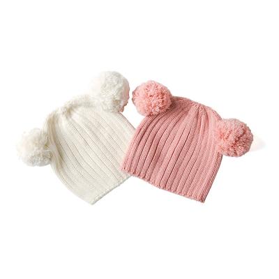 China Wholesale JOINT Custom Soft Baby Kids Kids Soft Knit Gorros De Invierno Knitted Para Bebes Beanie With Double Ball for sale