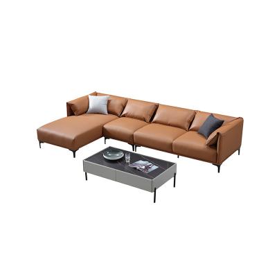 China Comfortable Classic Furniture Sectional Wood Fabric Leather Sofa for Living Room for sale