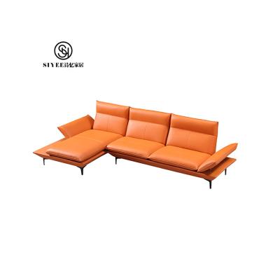 China Luxury Leather Wood Living Room Furniture Set Comfortable Nordic Contracted Leather Sofa Sofa for sale