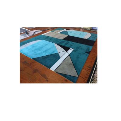 China Washable Blue Mixed Rug Single Hand Tufted Living Room Bedroom Rug for sale