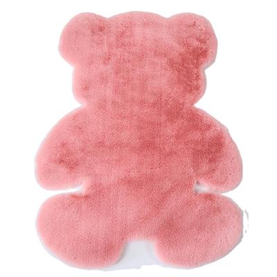 China Washable Luxury Thick Plush Cartoon Animal Bear Shaped Rugs And Carpets Faux Fur Blanket Mongolian Rugs And Blankets for sale