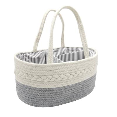 China Storage Bags Mom Diaper Bag Cotton Rope Woven Handbag Diaper Storage Basket for sale