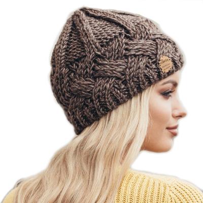 China Muslim Style For Prayers Retro Wholesale Plaid Yarn Wool-acrylic Winter Hat Knitted Hats Women Fashion Winter Beanie For Women for sale