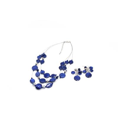 China Fashion TRENDY Hot Selling Exquisite Earrings Matching Royal Blue Three-Layer Necklace for sale