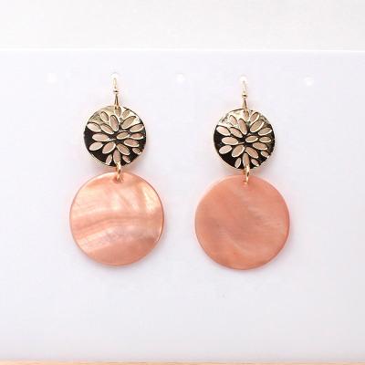 China New Fashion Cute Single Spring Colorful Shell Jewelry Hollow Disc Drop Earring For Women Girls for sale