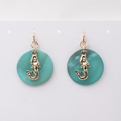 China Factory Hot Sale Cute Cute Jewelry Colorful Shell Jewelry Disc Alloy Mermaid Earring For Women Girls for sale