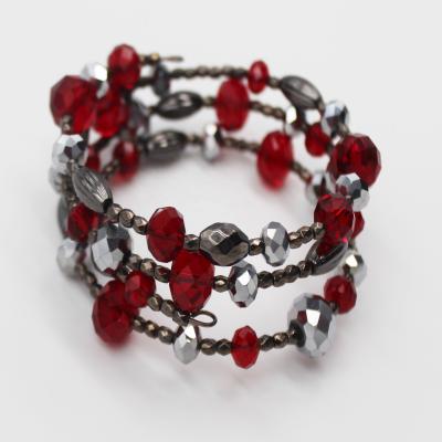 China FASHIONABLE Wholesale Hot Selling High End Red Black Glass Rows Five Beads Coil Ladies Bracelet for sale