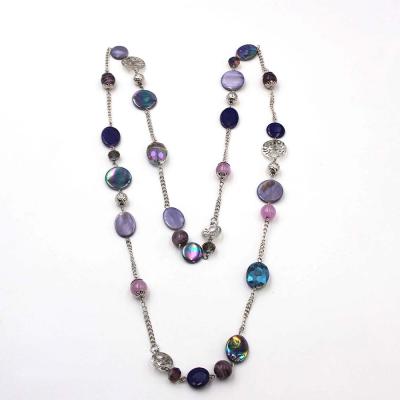 China FASHIONABLE Unique Elegant Delicate Long Chain Personalized Mnurano Beads Wipe Shell Jewelry Necklace for sale