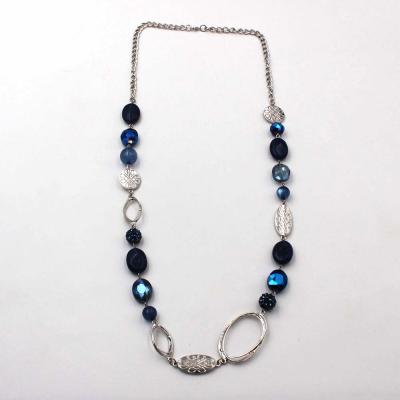 China FASHIONABLE high quality unique elegant long chain personalized royal blue glass bead jewelry necklace for sale