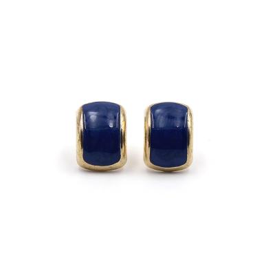 China Cute Fashion Royal Blue Enamel Circle Mail Stud Earring For Women for sale