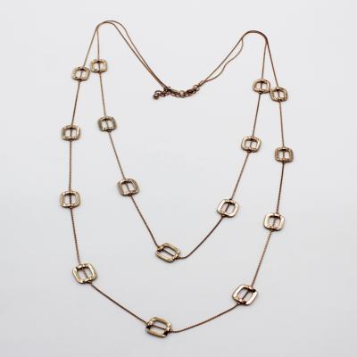 China TRENDY Fashion Two Layers Gold Chain Necklace Alloy Square Metal Necklace For Women Gift for sale