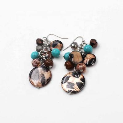 China FASHIONABLE Hot New Products Cute Group Brown Wipe Shell Murano Glass Bead Disc Earring For Girls for sale