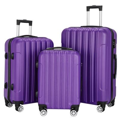 China Travel Long Distance Luggage Set Purple Customized With Tapen Plastic Abs Trolley Luggages Carry On Suitcase Set Other for sale