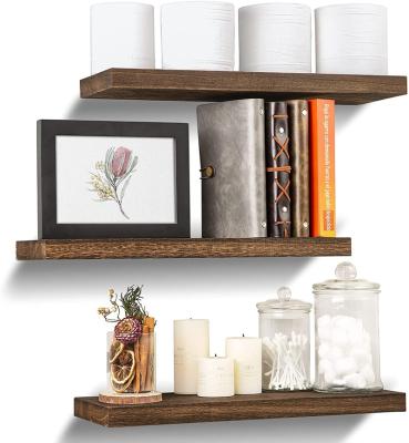 China Yangbaga modern set of 3 truss wooden floating shelves, 16.9*5.9*1 inch, can support 40 pounds, storage for bedroom, living room, etc. for sale