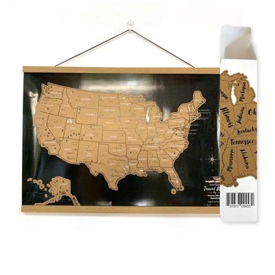 China Walnut /Teak/Marupa/Oak 23 x 33 inch large size scratch off us map gold liner for map makers for sale