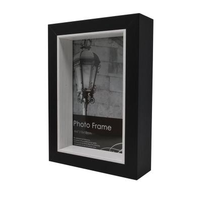 China Home/Hotel Wooden Black Deep Solid Wood Box Shade 3D Picture Frame With Black Photo Art Decor For Home for sale