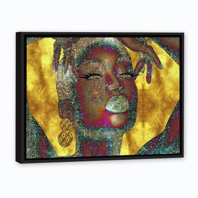 China Artist Modern Vintage Wall Canvas Art On Framed Beautiful Black Girl Oil Portrait Painting for sale